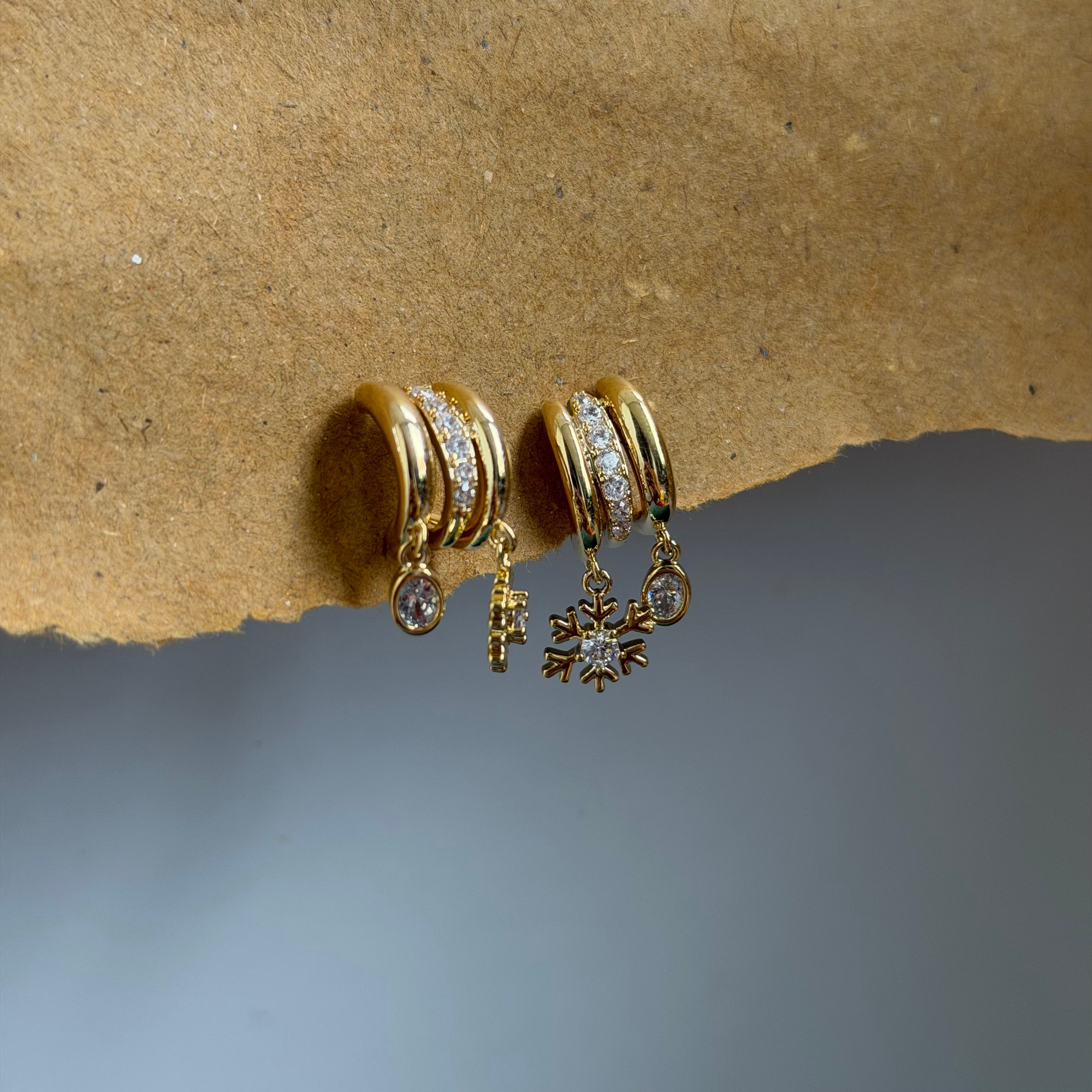 Ariana Triple Hoop Charm Earrings