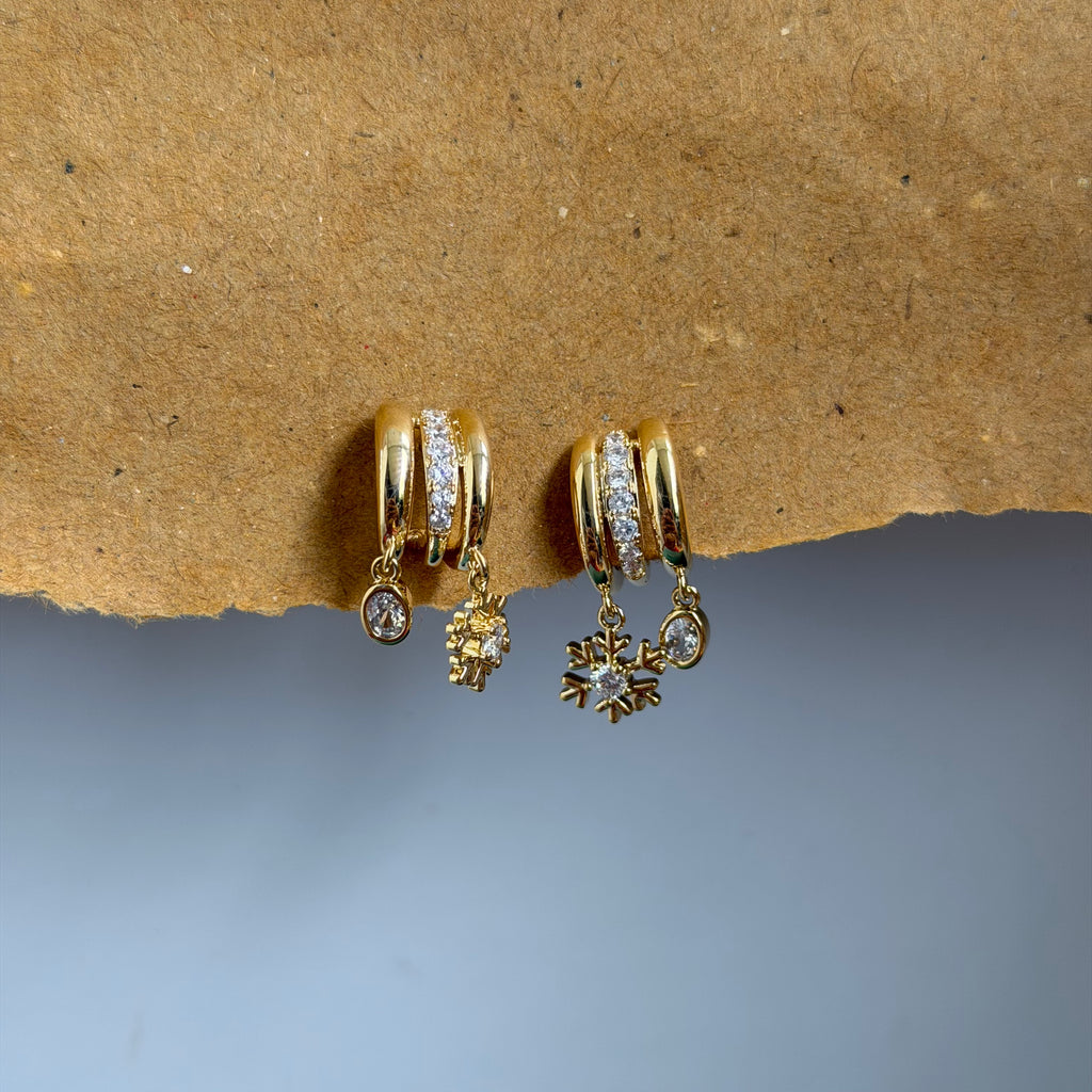 Ariana Triple Hoop Charm Earrings