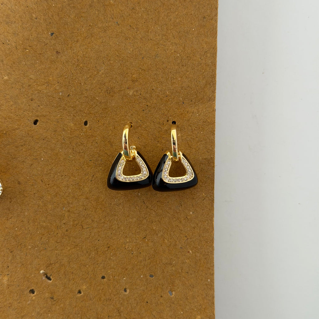 Nora Black Triangle Hoop Earrings