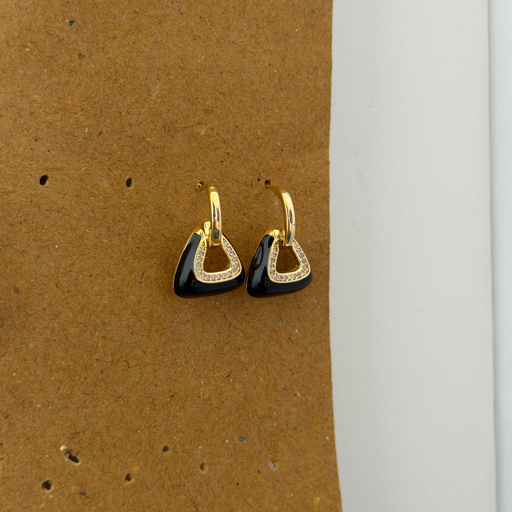 Nora Black Triangle Hoop Earrings
