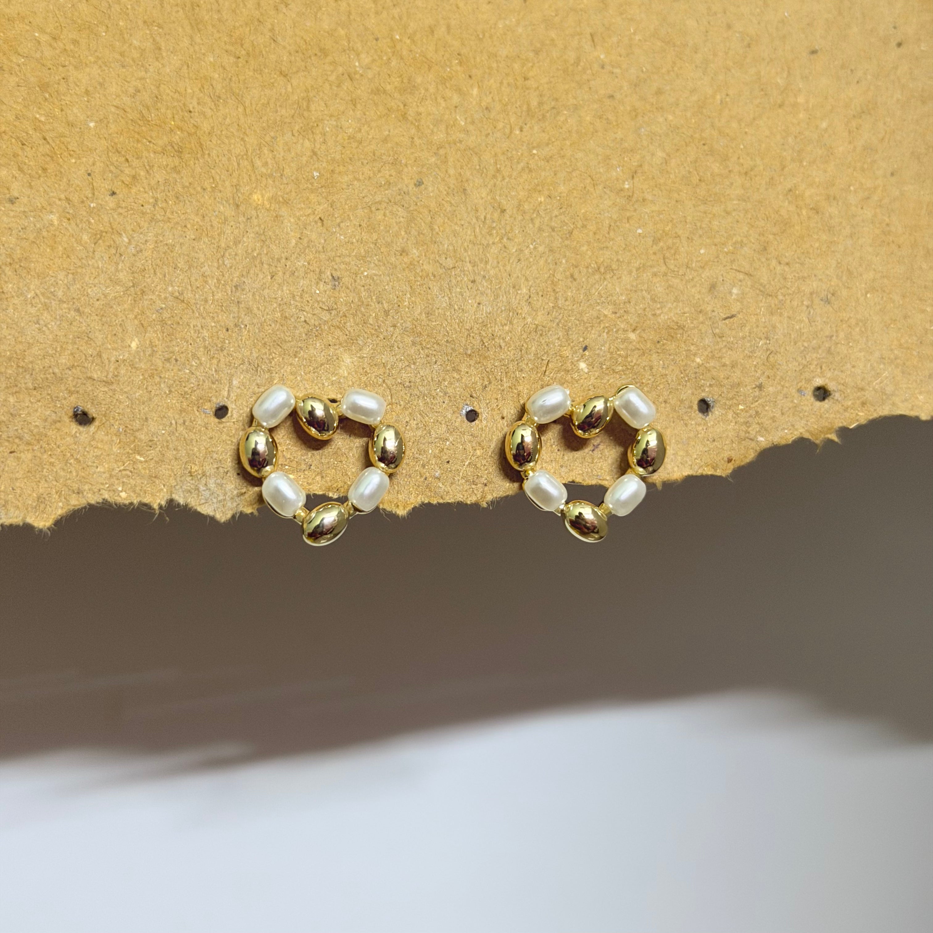Mila Gold & Pearl Heart Hoop Earrings
