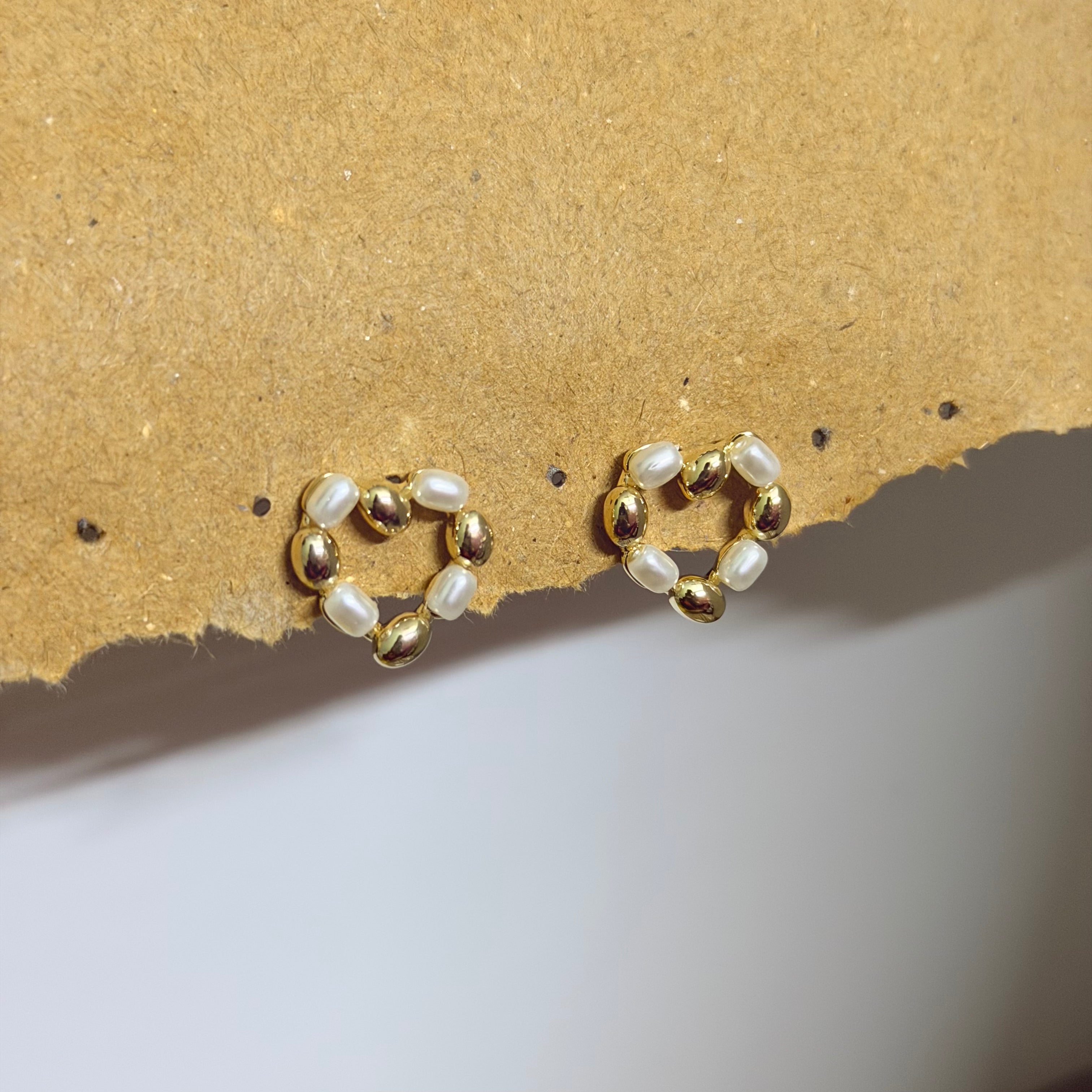 Mila Gold & Pearl Heart Hoop Earrings