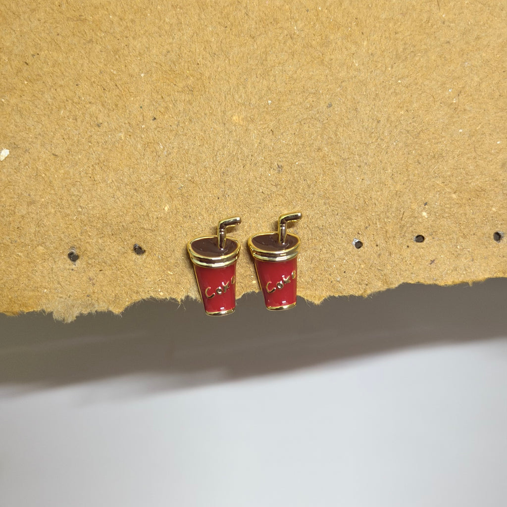 Uma Gold Red Enamel Coke Cup Earrings