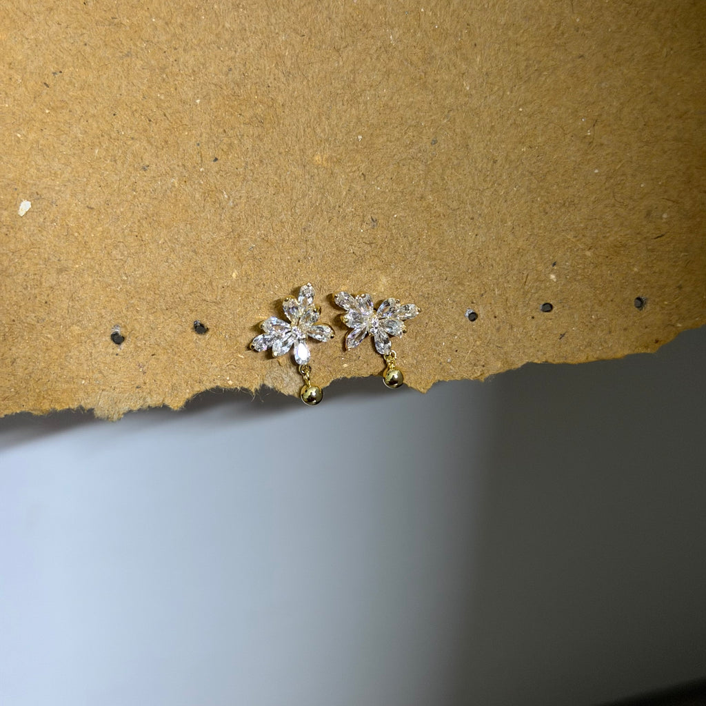 Wren Gold CZ Flower Drop Earrings
