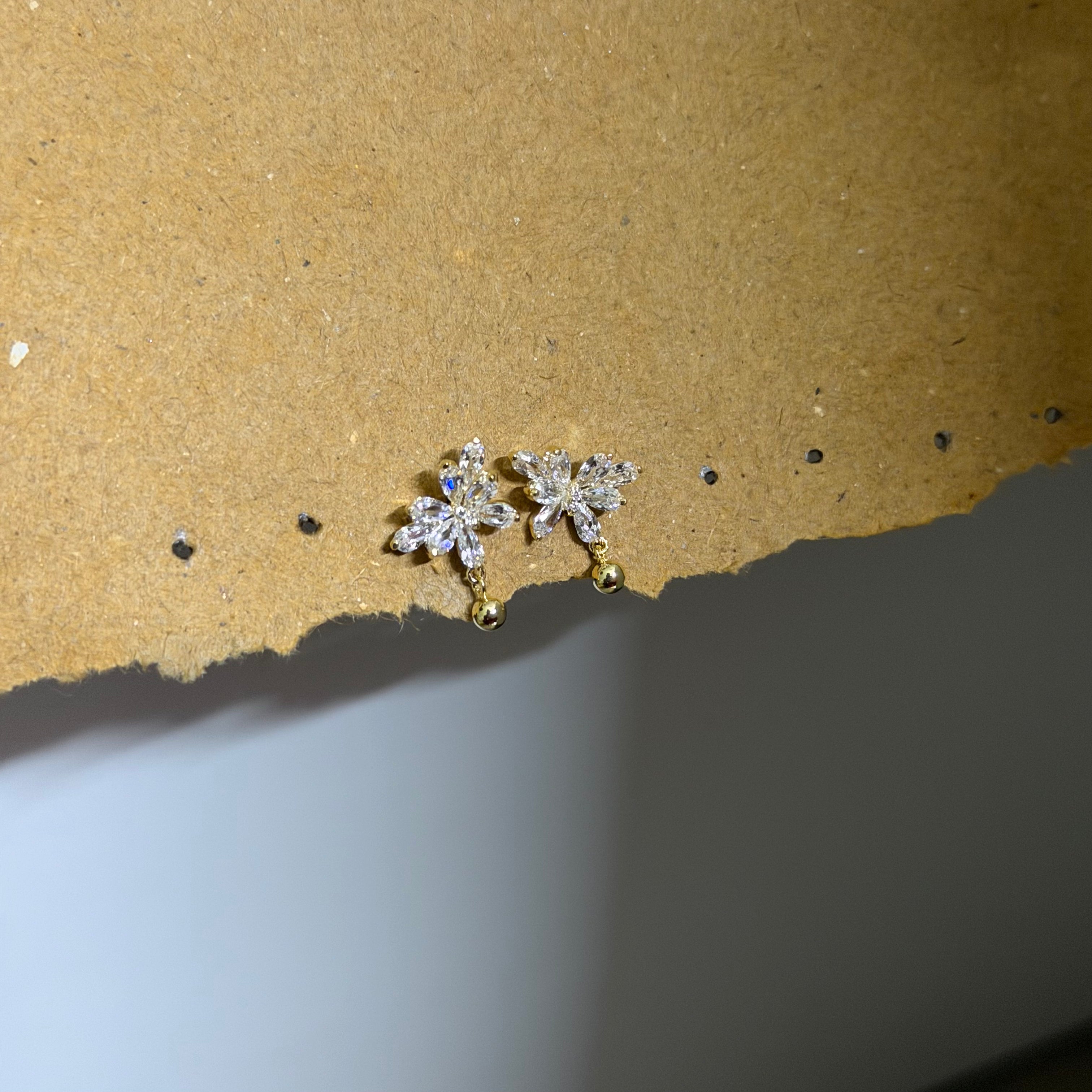 Wren Gold CZ Flower Drop Earrings