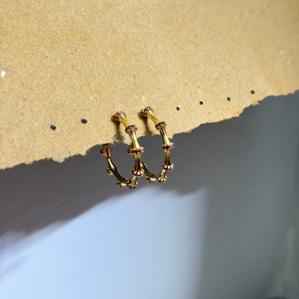 Ele Pink Bamboo Hoop Earrings