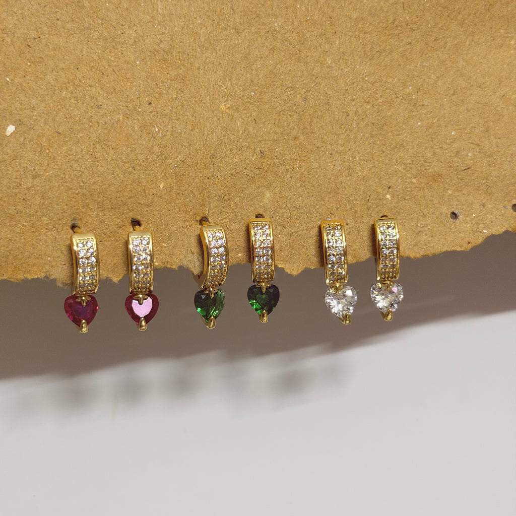 Ami Heart CZ Huggie Earrings