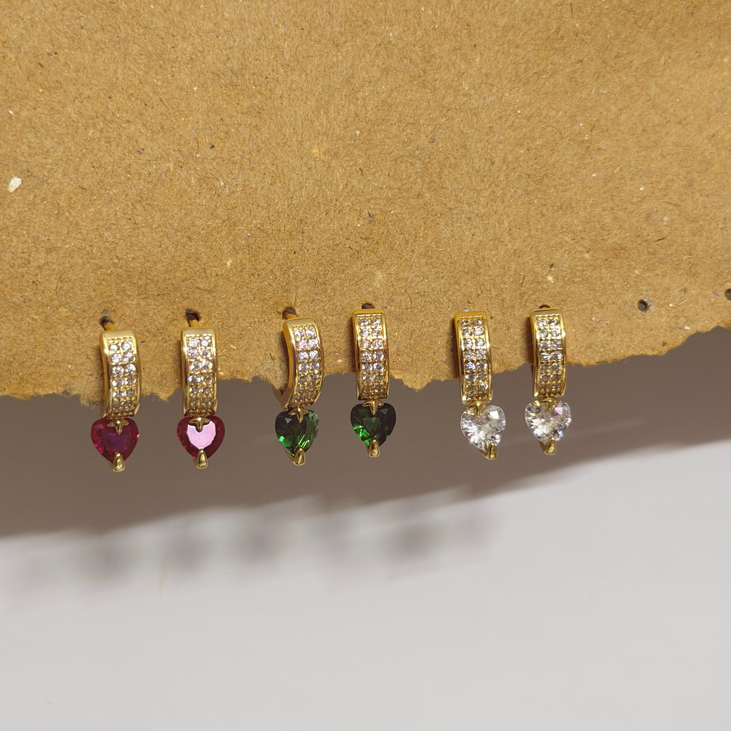 Ami Heart CZ Huggie Earrings
