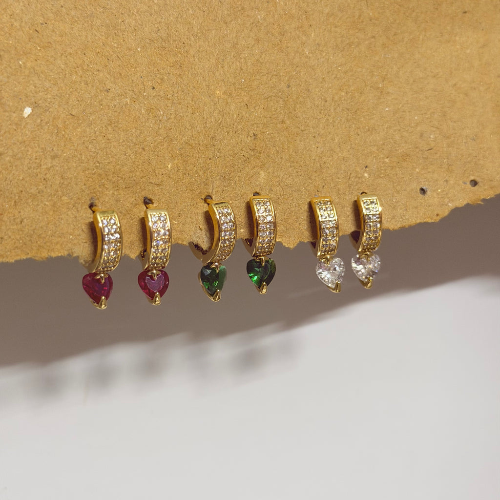 Ami Heart CZ Huggie Earrings