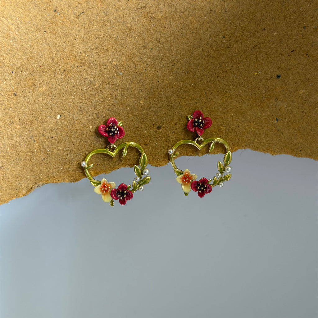 Gabriella Floral Heart Earrings