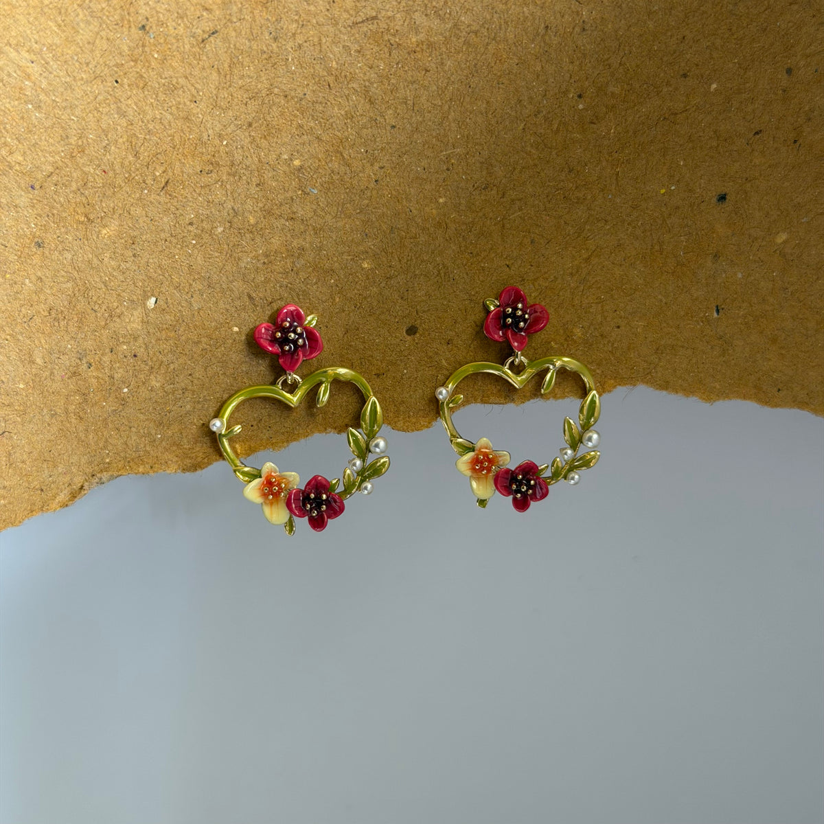 Gabriella Floral Heart Earrings