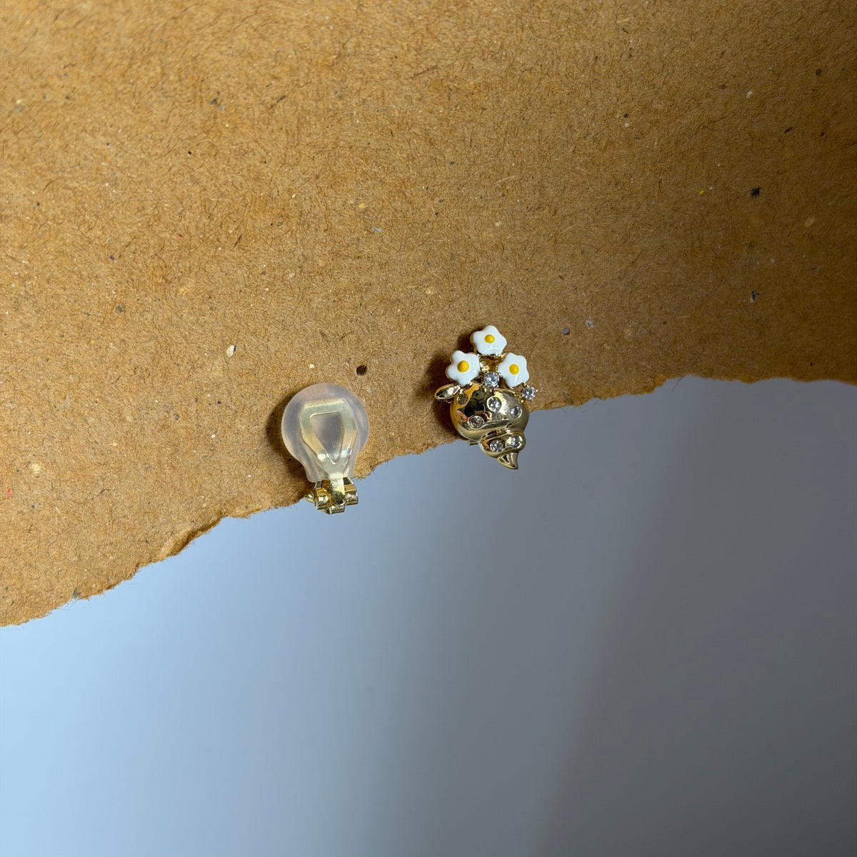 Freya Floral CZ Clip On Earrings