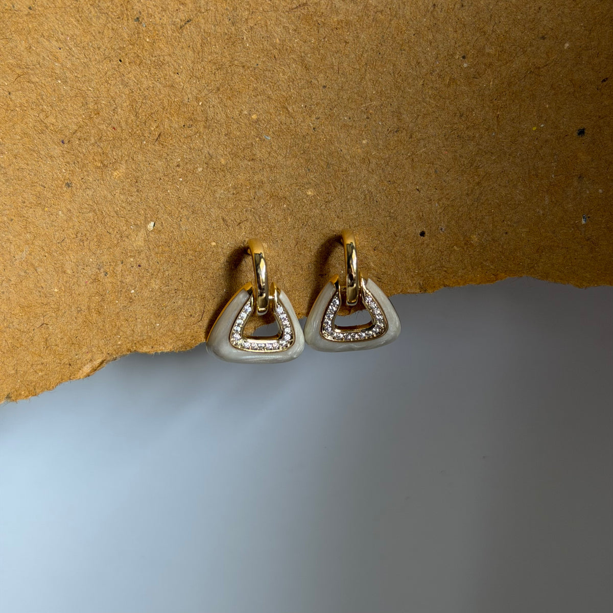 Sienna Pearl Enamel Triangle Hoop Earrings