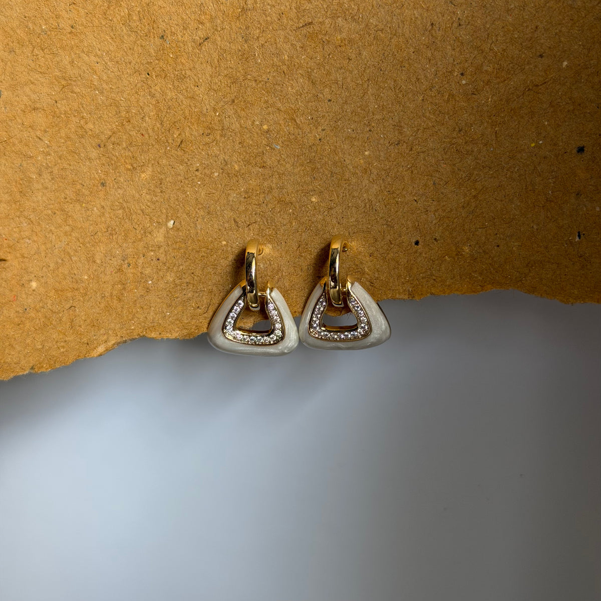 Sienna Pearl Enamel Triangle Hoop Earrings