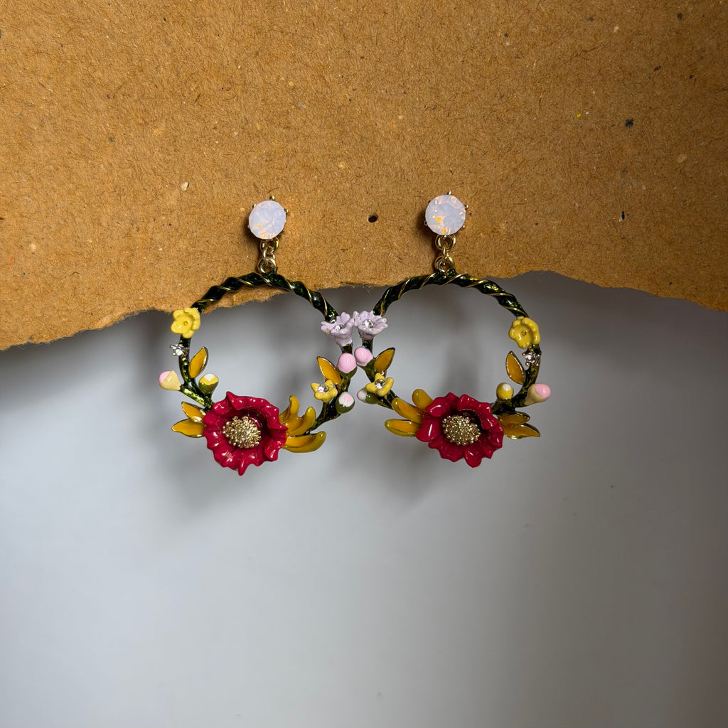 Amelia Floral Enamel Statement Earrings