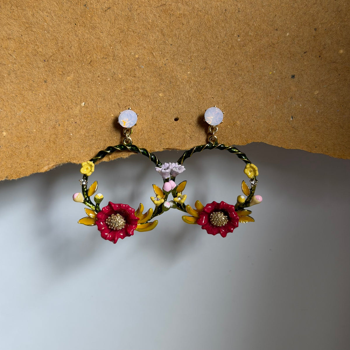 Amelia Floral Enamel Statement Earrings