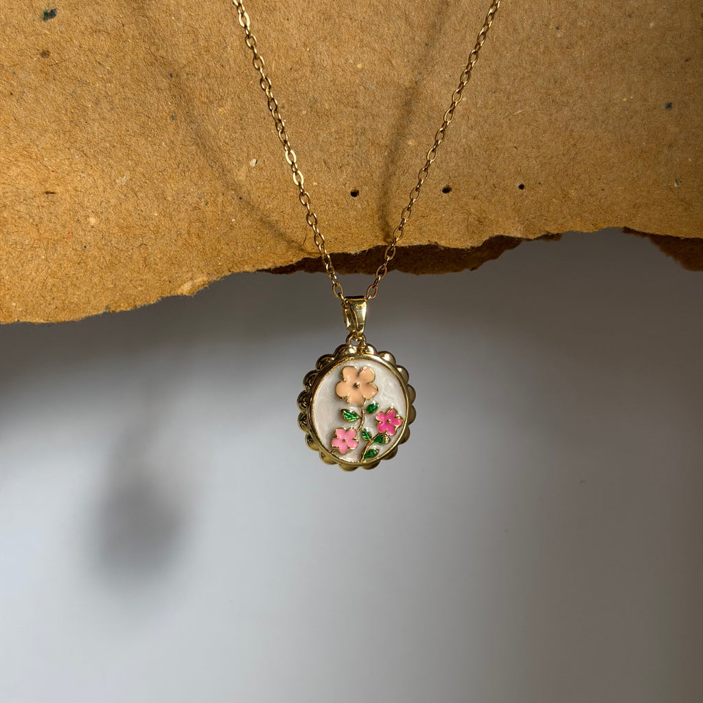 Isla Enamel Floral Charm Necklace