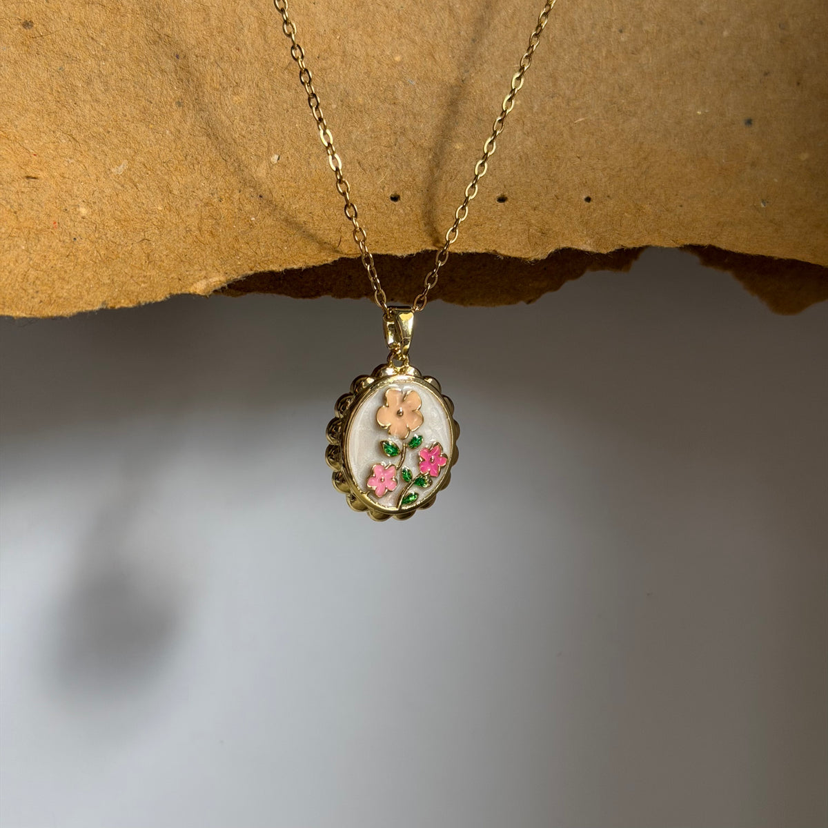 Isla Enamel Floral Charm Necklace