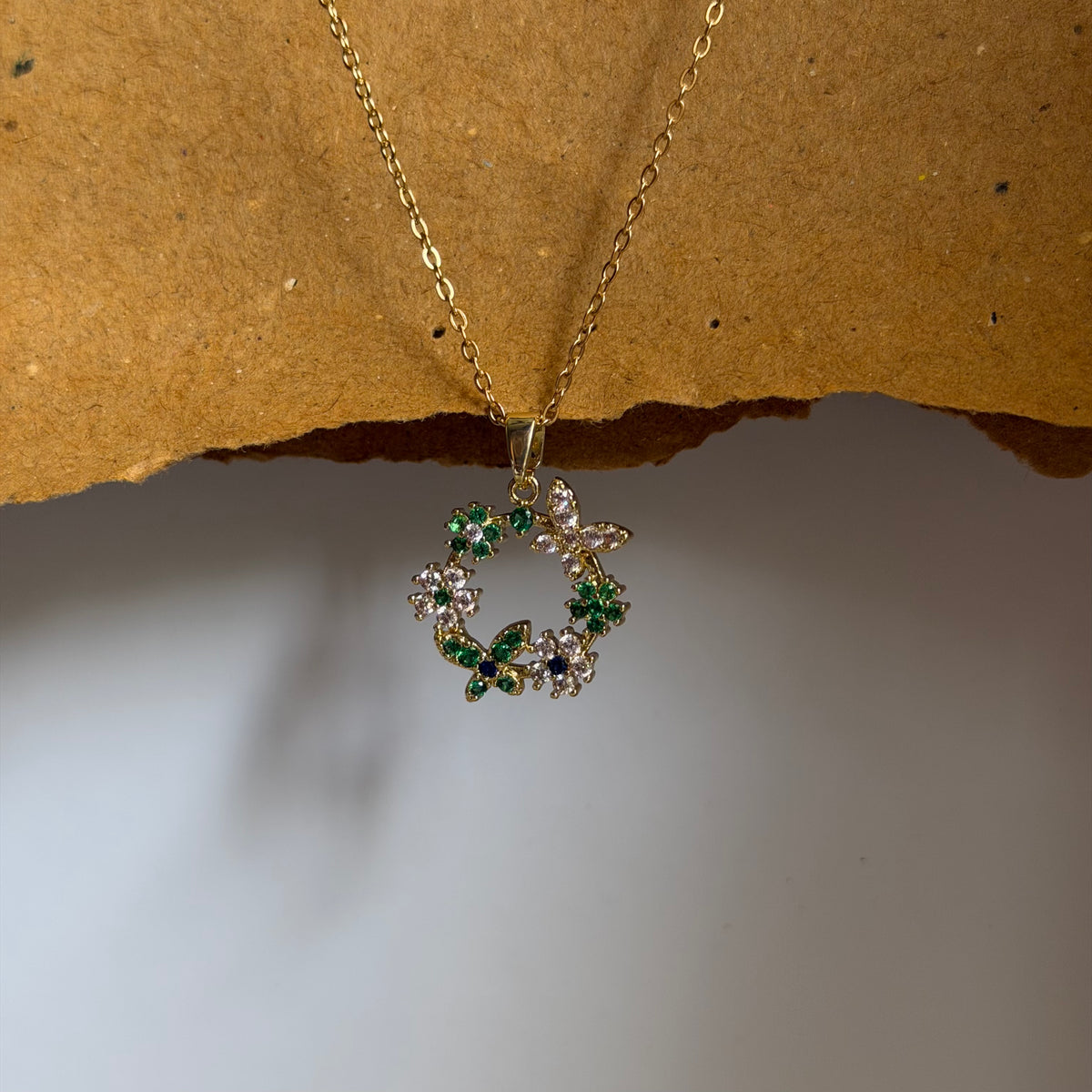 Nora CZ Floral Charm Pendant Necklace