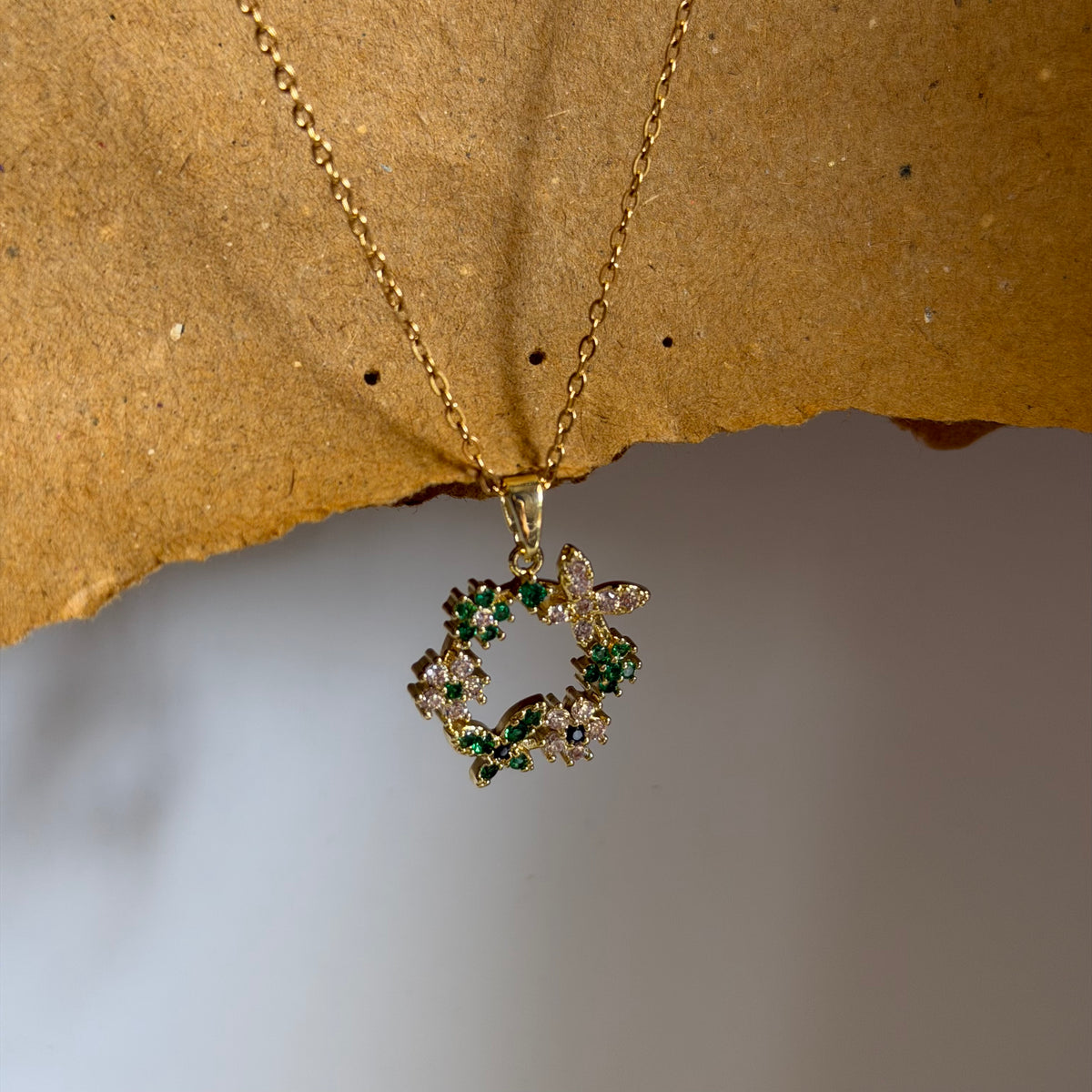 Nora CZ Floral Charm Pendant Necklace
