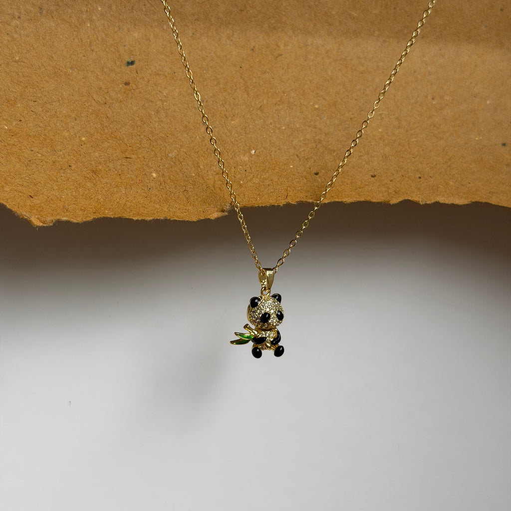 Clara Panda Bamboo Pendant Necklace