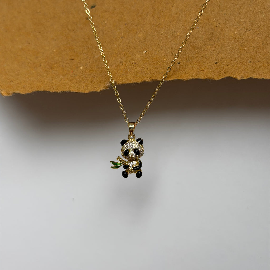 Clara Panda Bamboo Pendant Necklace