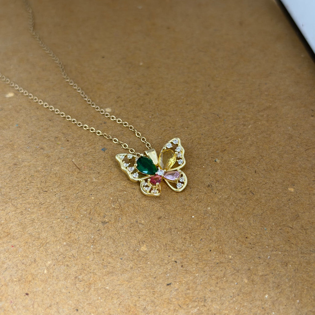 Aria Butterfly Gemstone Pendant Necklace
