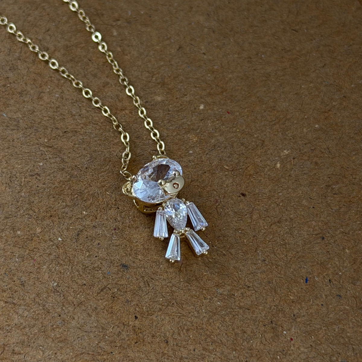 Freya CZ Teddy Pendant Necklace