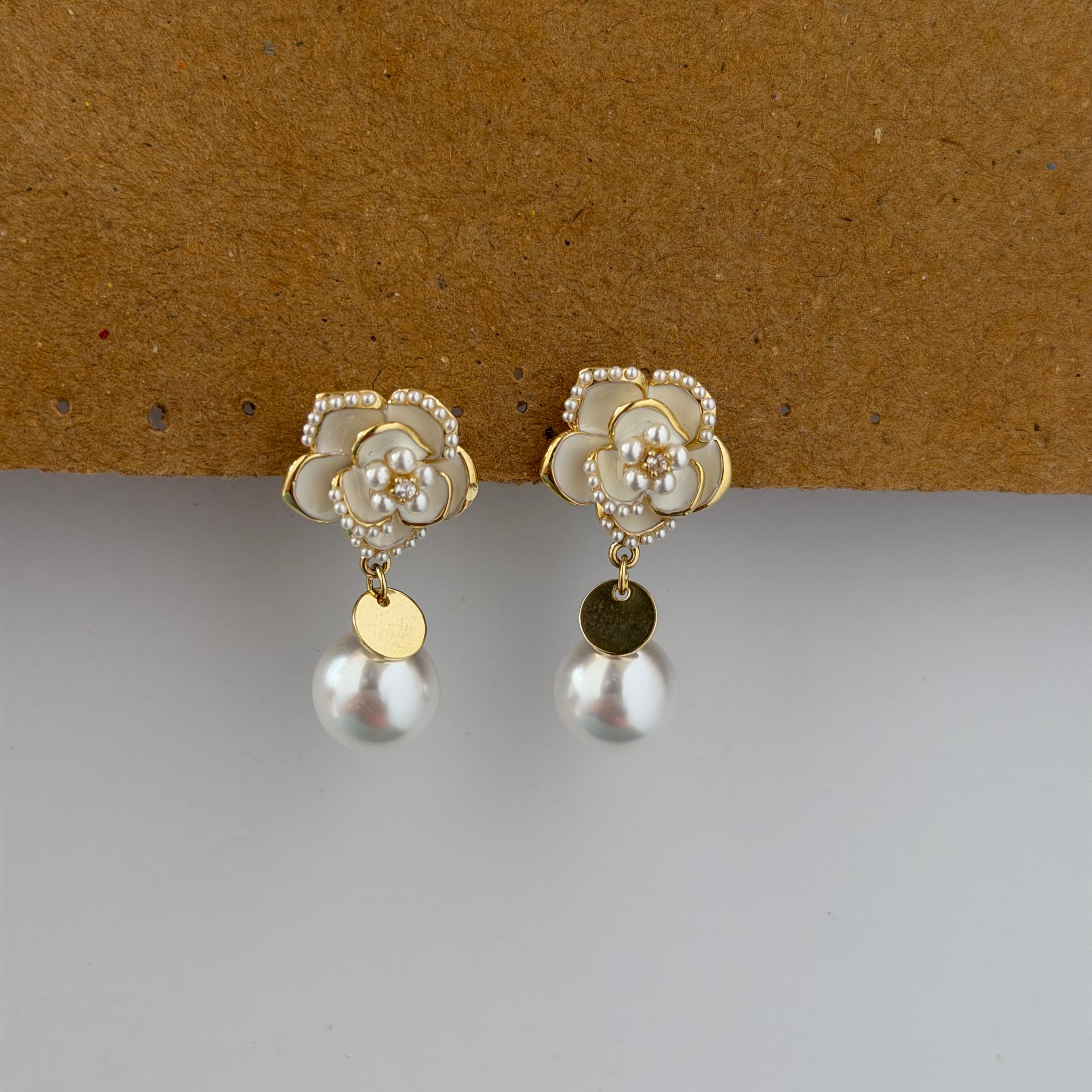 Sienna Pearl Flower Drop Earrings