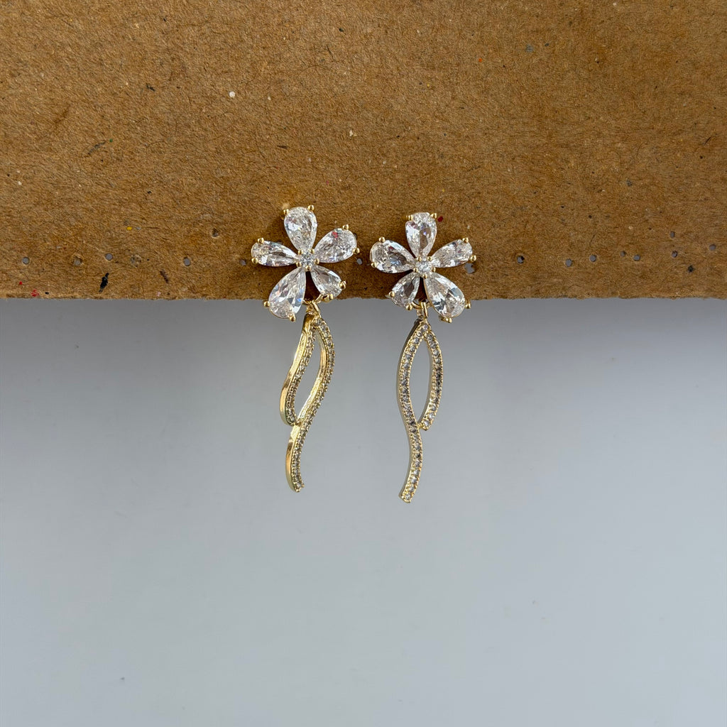 Aria CZ Floral Dangle Earrings