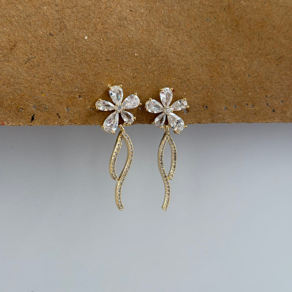 Aria CZ Floral Dangle Earrings
