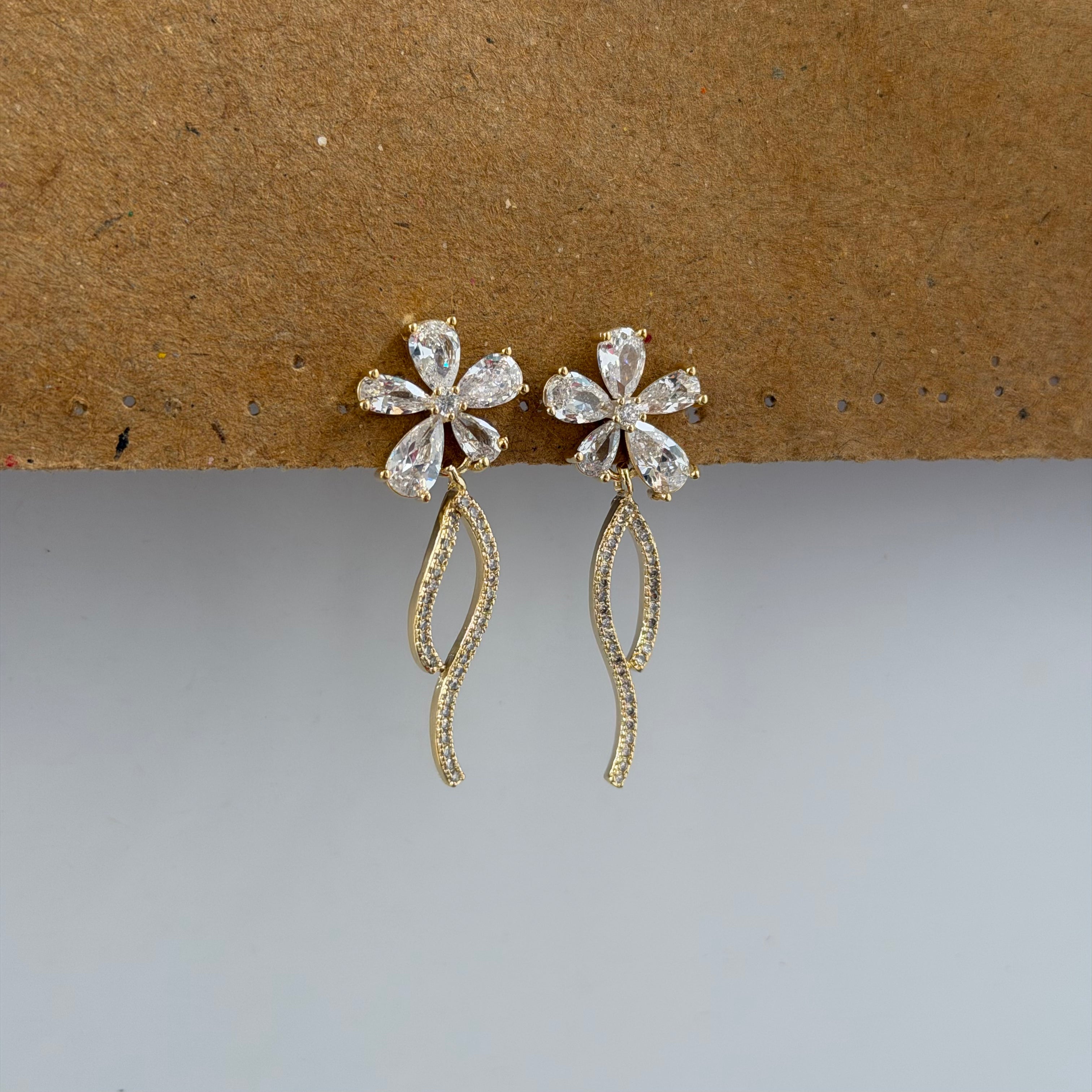 Aria CZ Floral Dangle Earrings