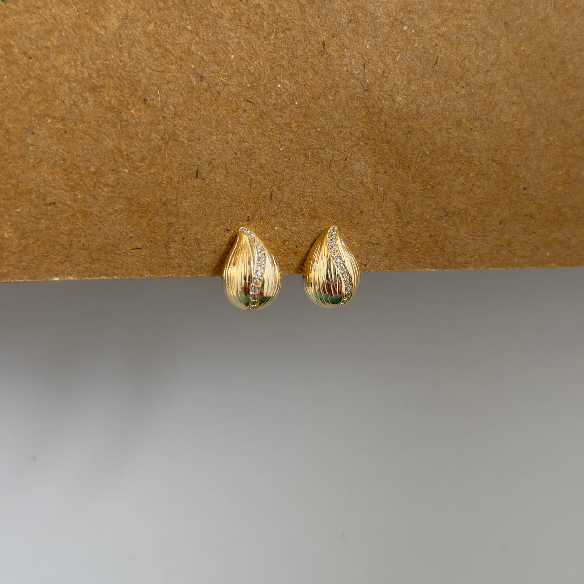 Elodie Gold Teardrop CZ Stud Earrings