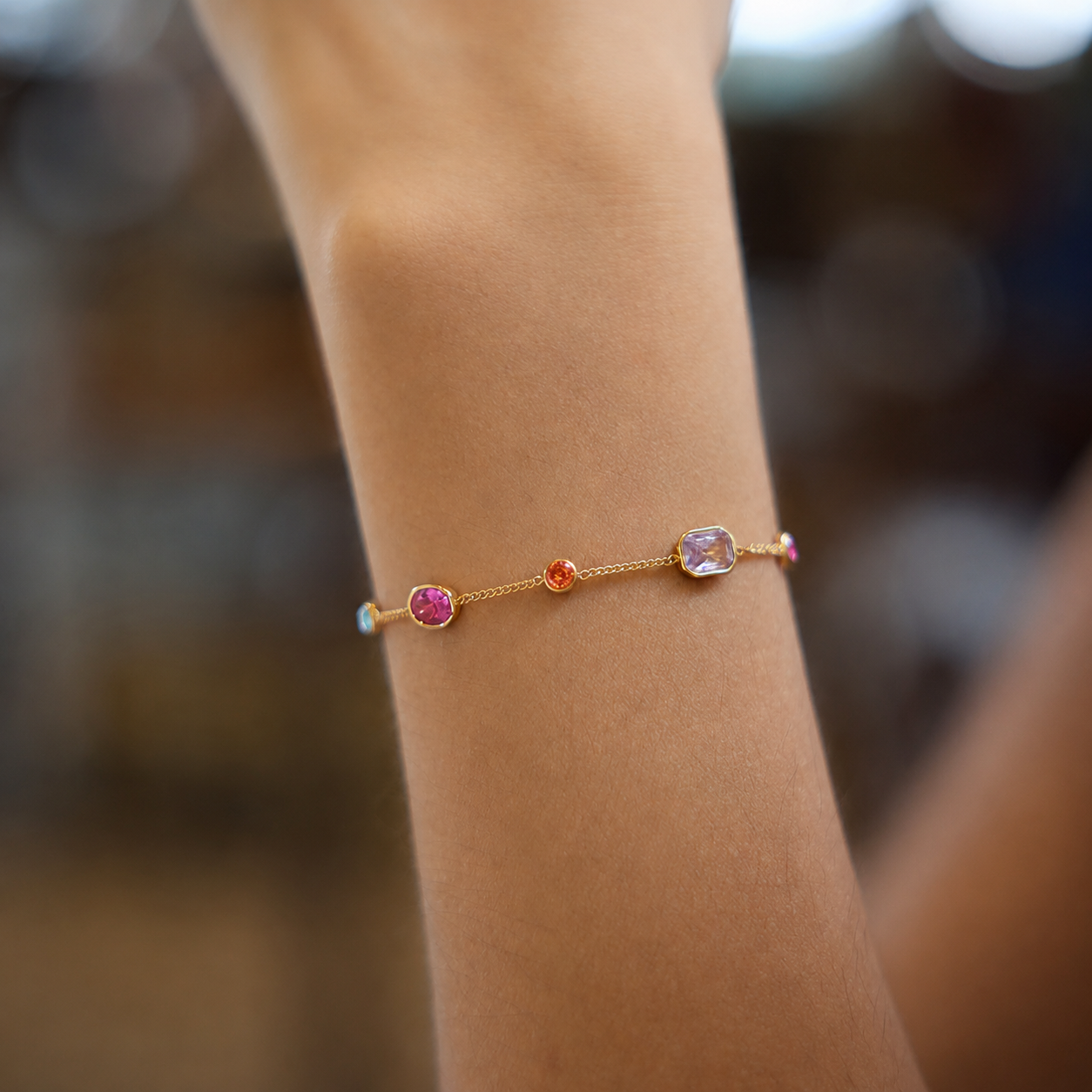 Florence Multi Gem Adjustable Bracelet