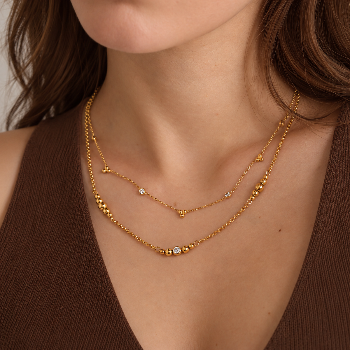 Ariana 18K PVD Minimalist Gold Bead Necklace