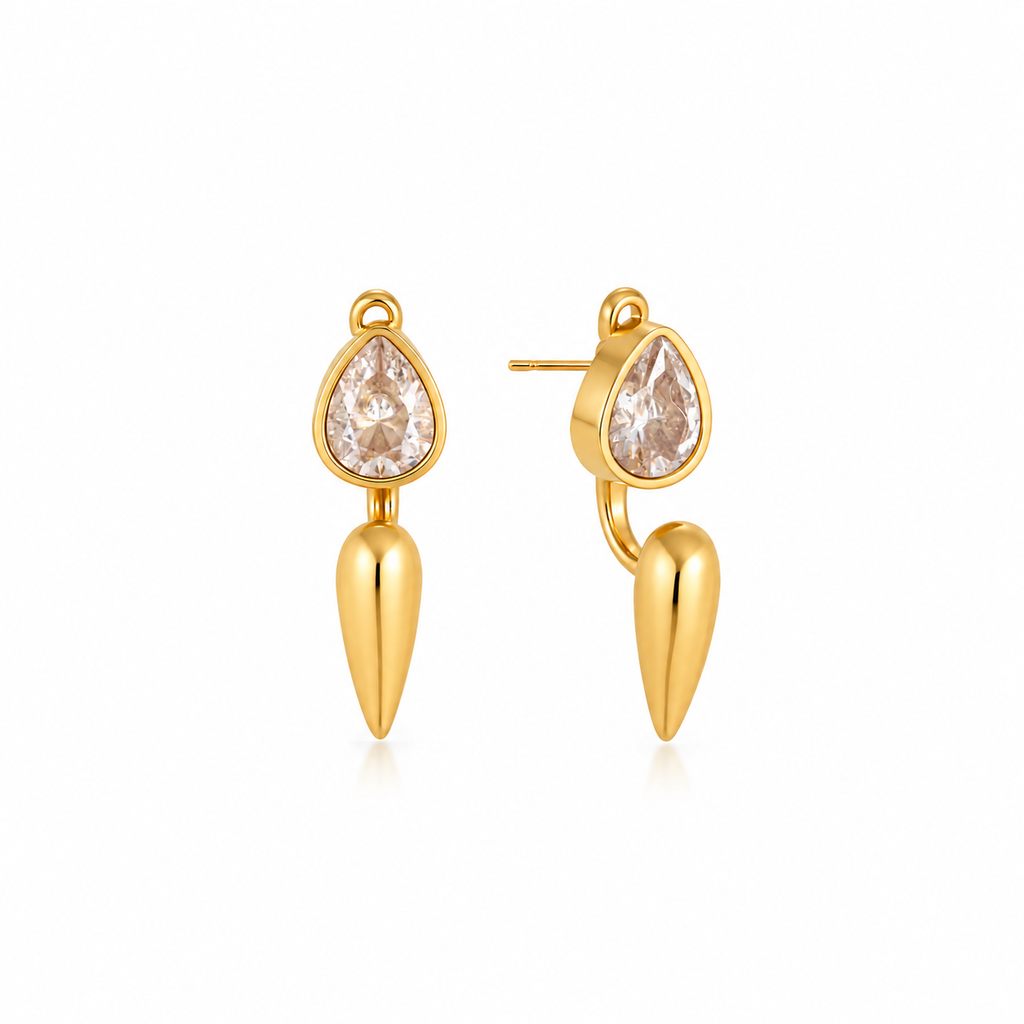 Elara 18K PVD Gold Teardrop CZ Drop Earrings
