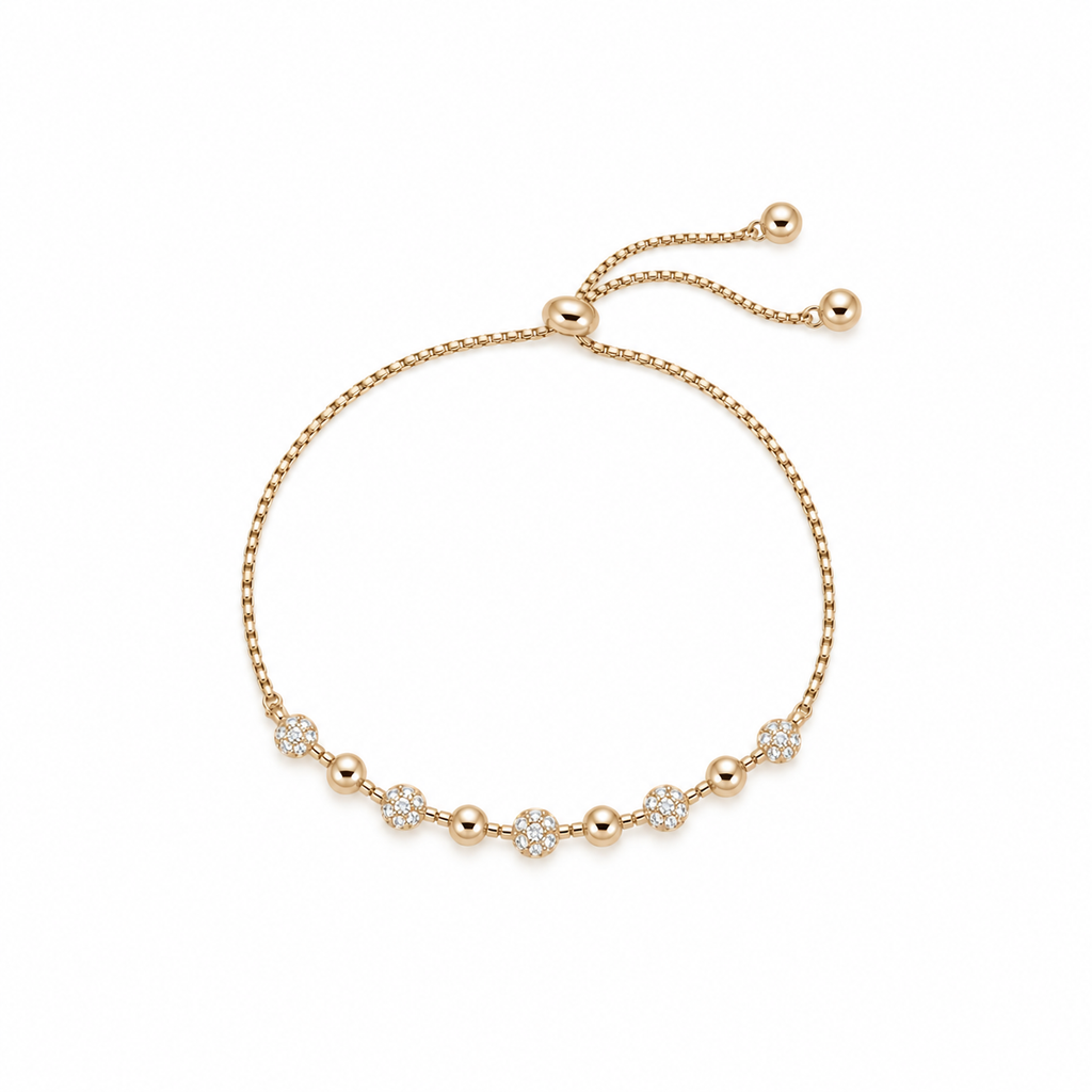 Rose Gold Pavé Bead Adjustable Bracelet