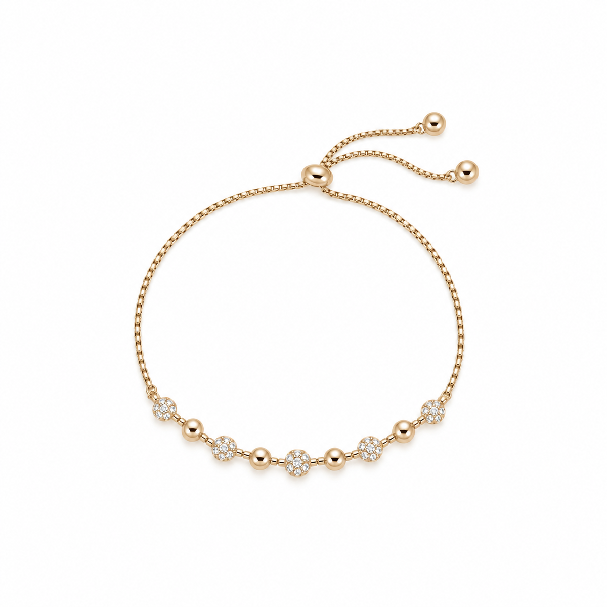 Rose Gold Pavé Bead Adjustable Bracelet