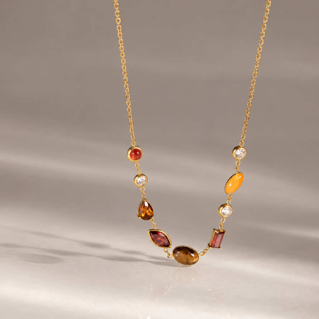 Maya 18K PVD Multicolour Gemstone Gold Chain Necklace